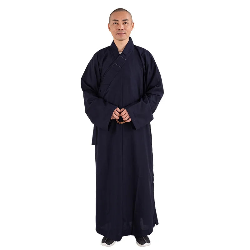 High Quality Monk Traditional Chinese Clothing Long Robes for Buddhism Buddhist Clothing for Adults Men Haiqing Meditation Gown