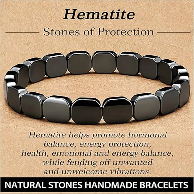 Bracelet for Men Him Dad Son Triple Protection Hematite Black Obsidian Tiger Eye Beaded Bracelets Birthday Healing Jewelry Gifts
