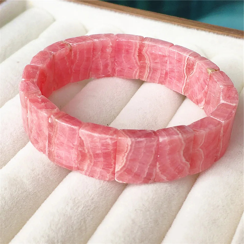Natural Red Rhodochrosite Rectangle Bracelet Jewelry 16x12mm For Women Men Rose Rhodochrosite Bangle AAAAAA