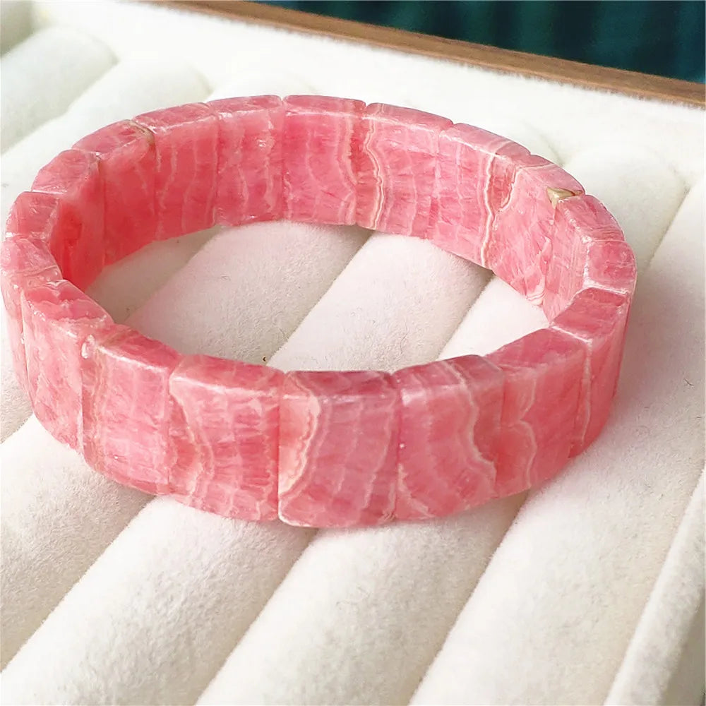 Natural Red Rhodochrosite Rectangle Bracelet Jewelry 16x12mm For Women Men Rose Rhodochrosite Bangle AAAAAA
