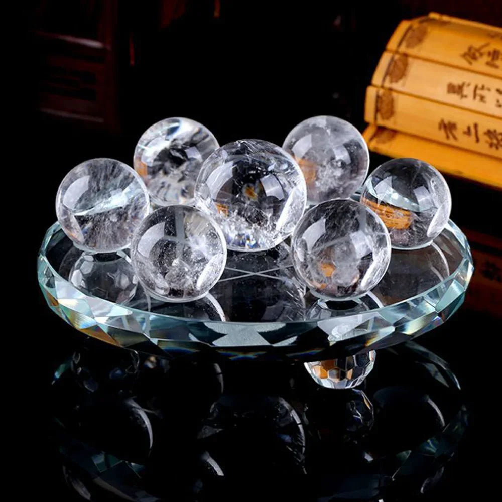 Natural Clear Quartz Crystal Ball Seven Star Array Reiki Healing Feng Shui Sphere Lucky Home Decor