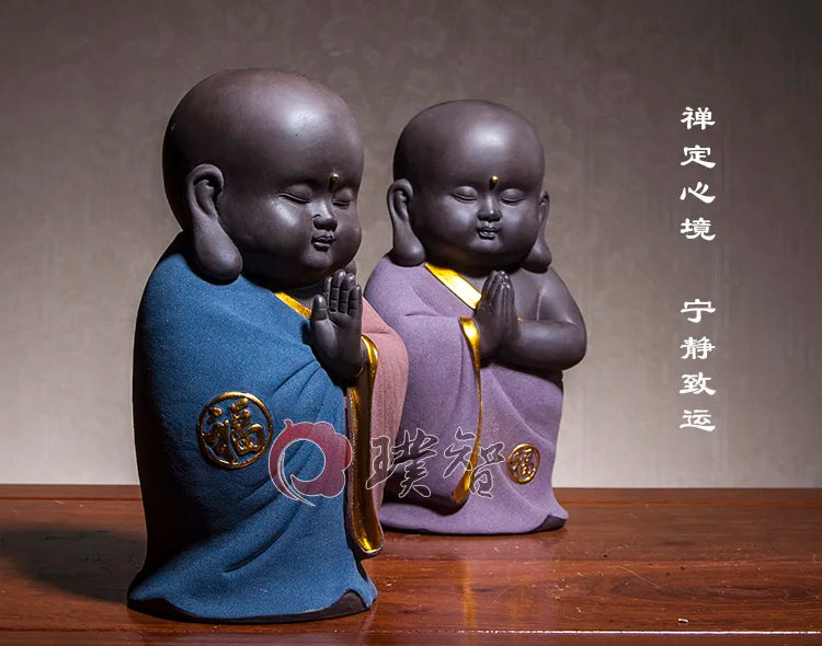 Unique # TOP Spiritual ART# HOME OFFICE Buddhism Buddha " CHAN DAO " Monk COLOR sand-fired porcelain pottery ART statue