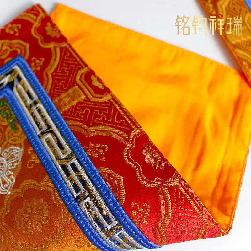 Tibetan Buddhist Ritual Mat Brocade Vajra Bell Dorje Cushion Eight Auspicious Symbols Altar Cloth Pad For Dharma Instruments Dec