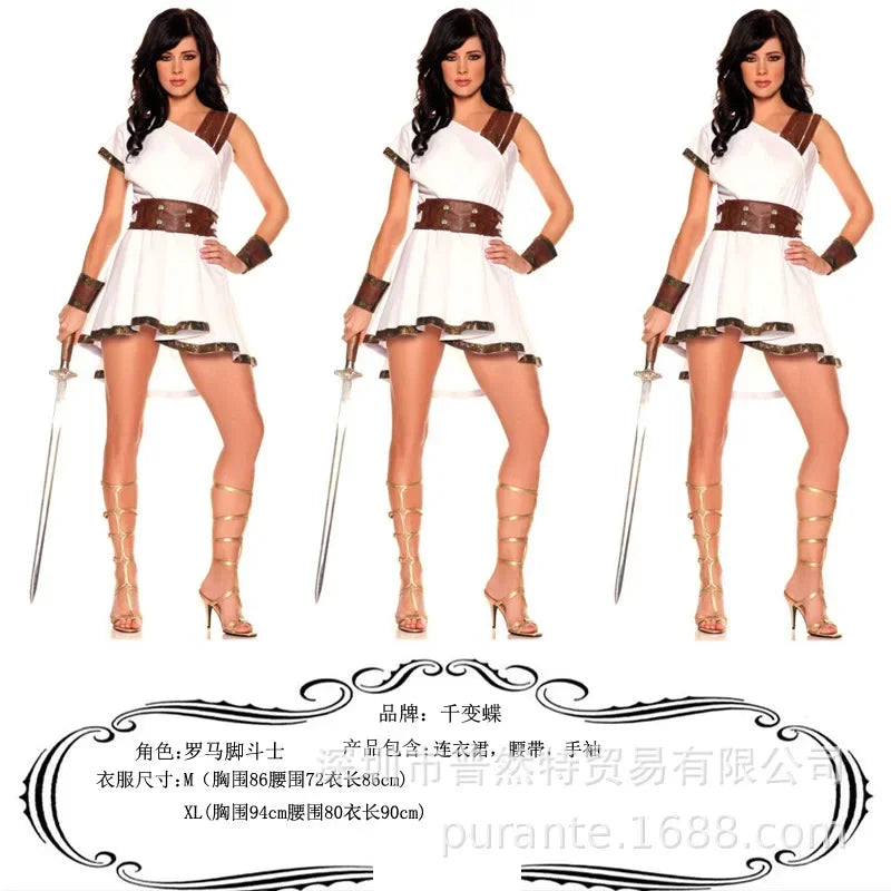 2024 Men - Adult Roman Halloween Dionysus Costume With Leather Wristband King Gladiator Clothing Suit