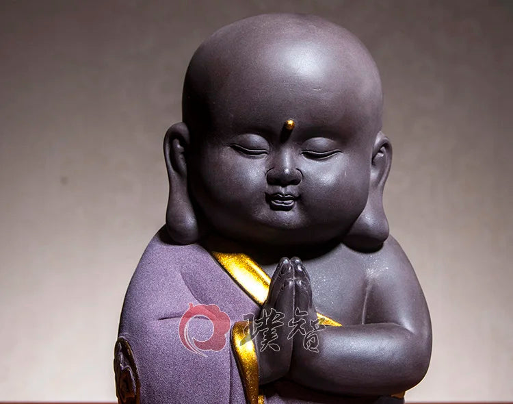 Unique # TOP Spiritual ART# HOME OFFICE Buddhism Buddha " CHAN DAO " Monk COLOR sand-fired porcelain pottery ART statue