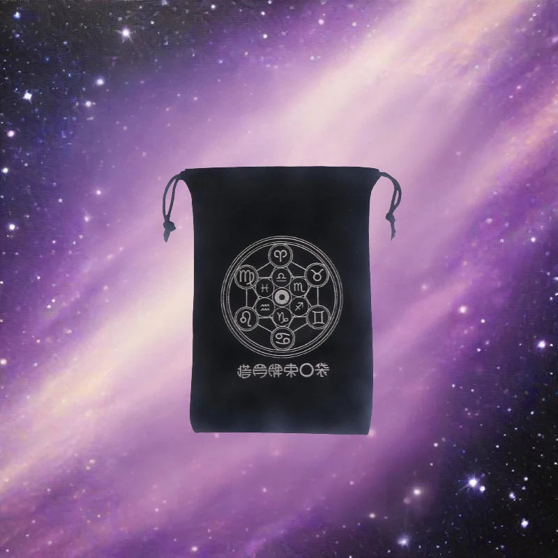 1Piece 12x18cm Black Velvet Tarots Bag Cards Storage Runes Constellation Witch Divination Accessories Jewelry Dice Pouch