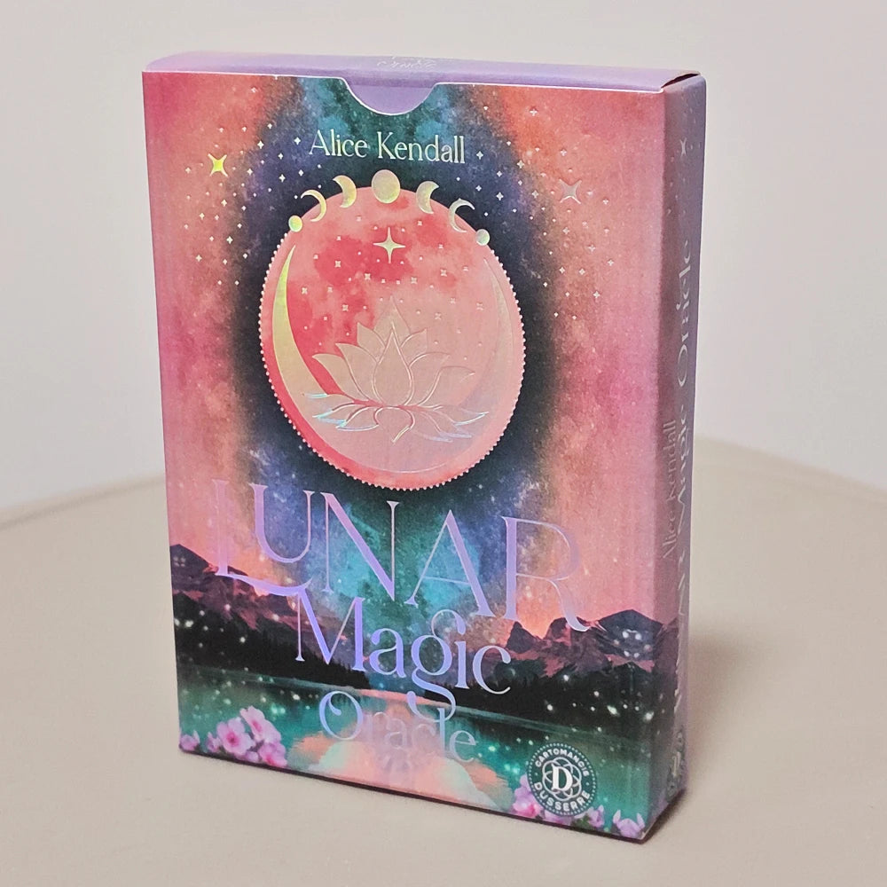 Lunar Magic Oracle Deck 40 Moon Cards 10.5*7.5cm Double-embossed, Moon Phases, Goddesses, Sacred Animals, Plants Spiritual Gift