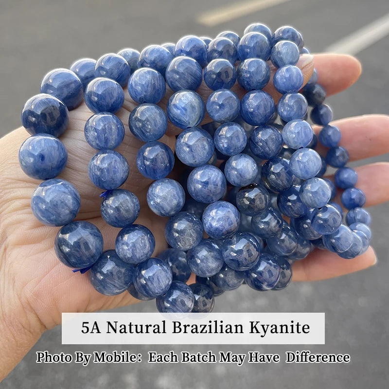 JD 5A Natural Brazilian Kyanite Bracelet Blue Cat's Eye Healing Stone Beads for Women Men Chakra Energy Jewelry Gift