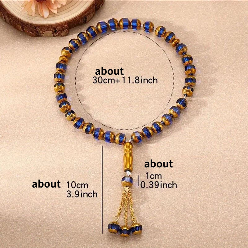 Prayer Beads Bracelet 33 Pieces Gold Wrapped Crystal Hand String Exquisite Ornament For Daily Wear And Collection