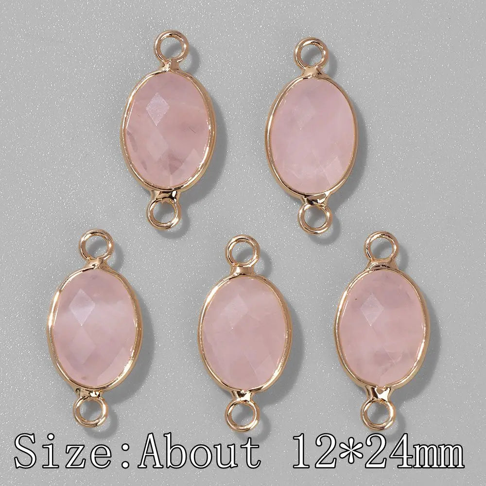 3Pcs Faceted Natural Stone Pendants Tiger Eye Crystal Double Hole Connectors Charm for Jewelry Making DIY Necklace Accessories