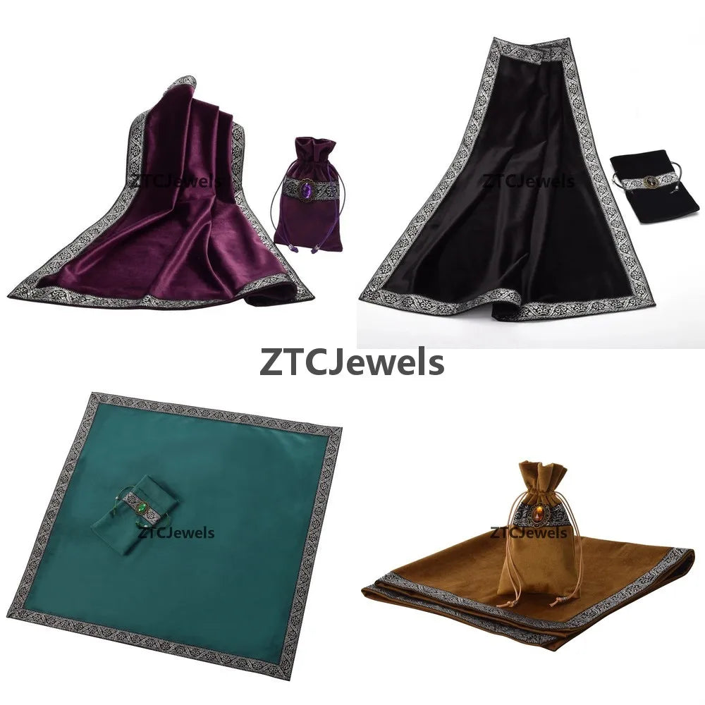 Velvet Tarot Tablecloth with Bag Wicca Divination Altar Cloth Cosplay Fortune Telling Board Game Accessories