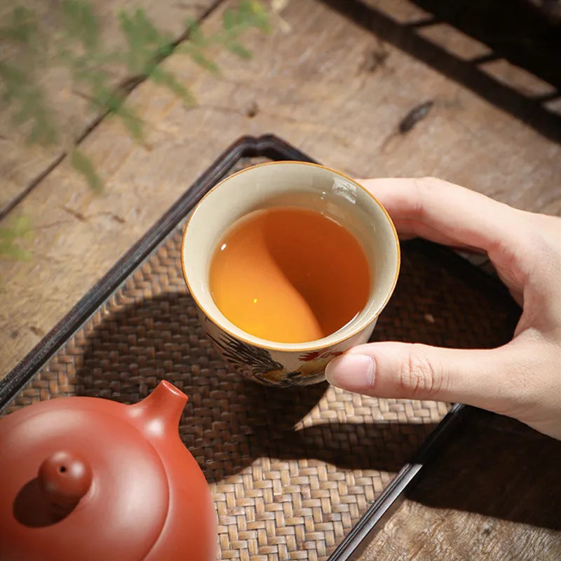 1 Pc Chinese Zodiac Ceramic Tea Cup Handmade Vintage Pottery Tea Bowl Teaware Master Teacup Personal Meditation Cup 110ml