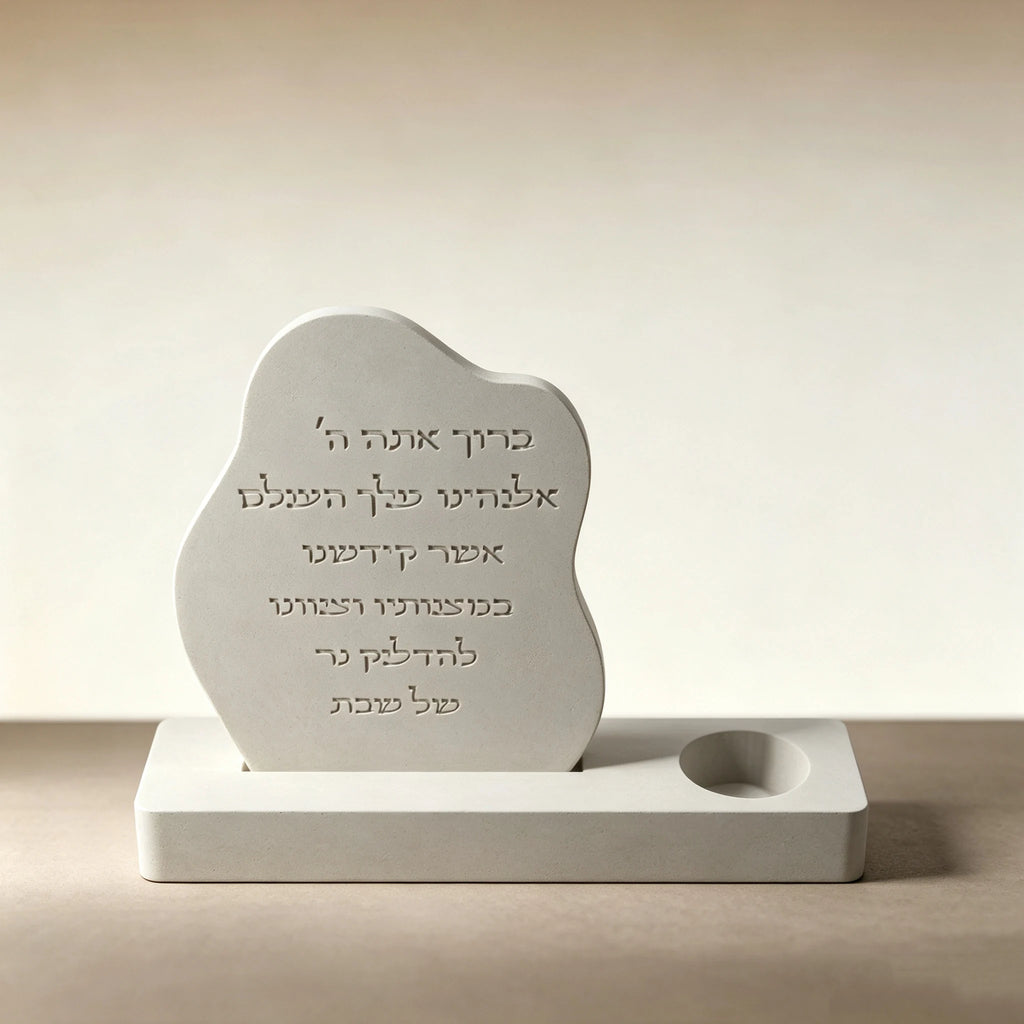 Jewish Shabbat Candle Holder Silicone Mold Hebrew Engraving Plaque Concrete Mold Jesmonite Resin DIY Craft Mold