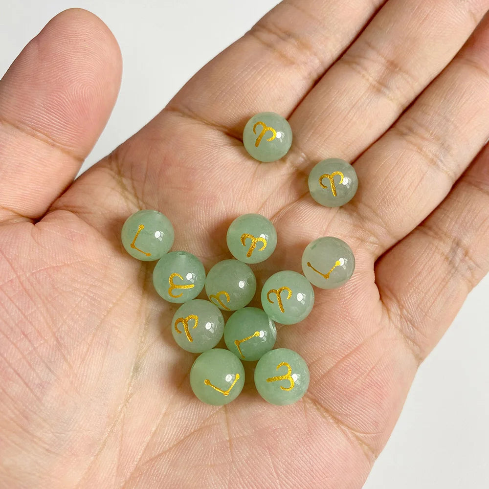 Wholesale 12 Zodiac Mooonstone Charms Natural Stone Sandstone Agates Constellation Sign Beads For Jewelry Making Accessories Set