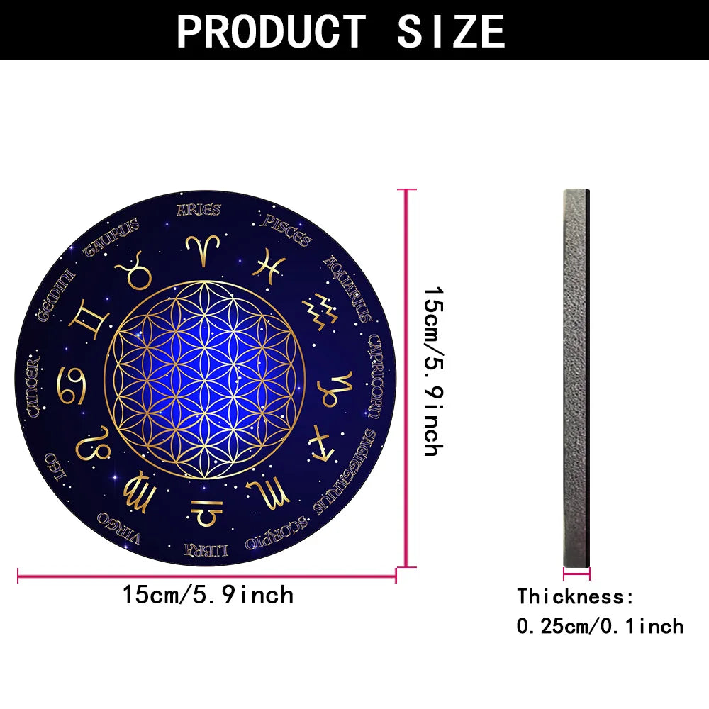 Crystal & Star Astrology Rubber Pendulum Board Mysterious Divination Altar Decor Suitable for Astrology Games & Pendulum Scrying