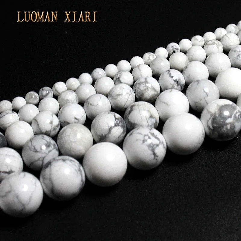 Natural Stone White Howlite Turquoise Loose Round Spacer Beads For Jewelry Making  DIY Necklace Bracelet Accessories 2-14MM 15''