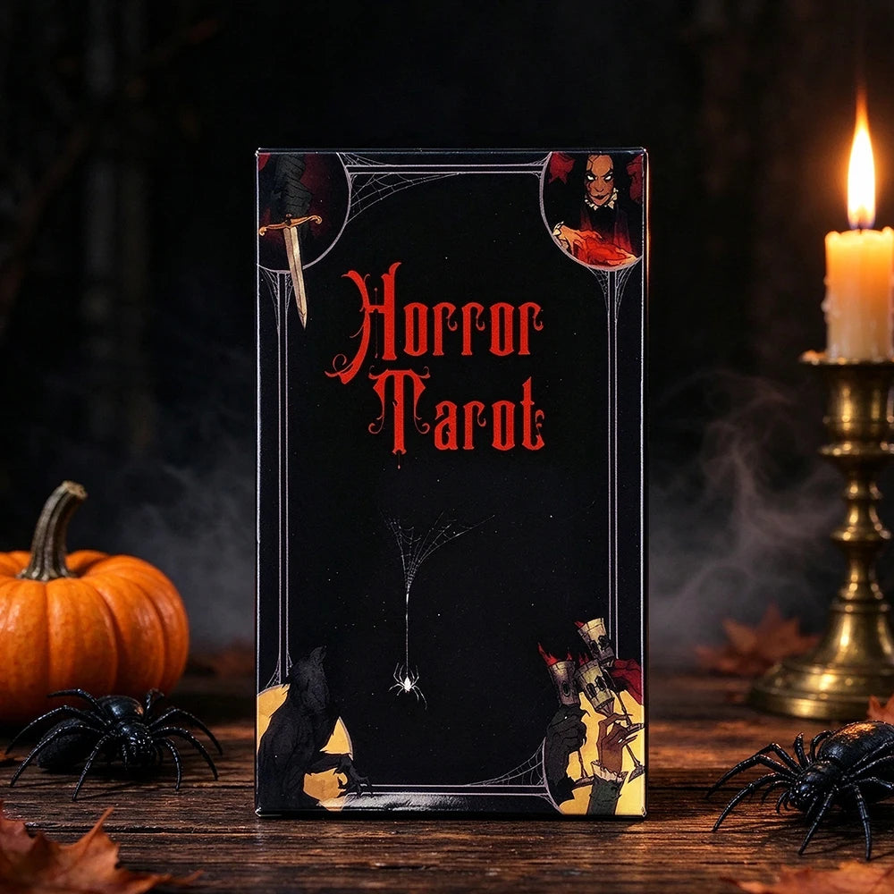 Horror Tarot Deck 78‑Cards Gothic Horror Art Tarot Cards Fortune Telling Divination Cards Game Halloween Party Game for Beginner