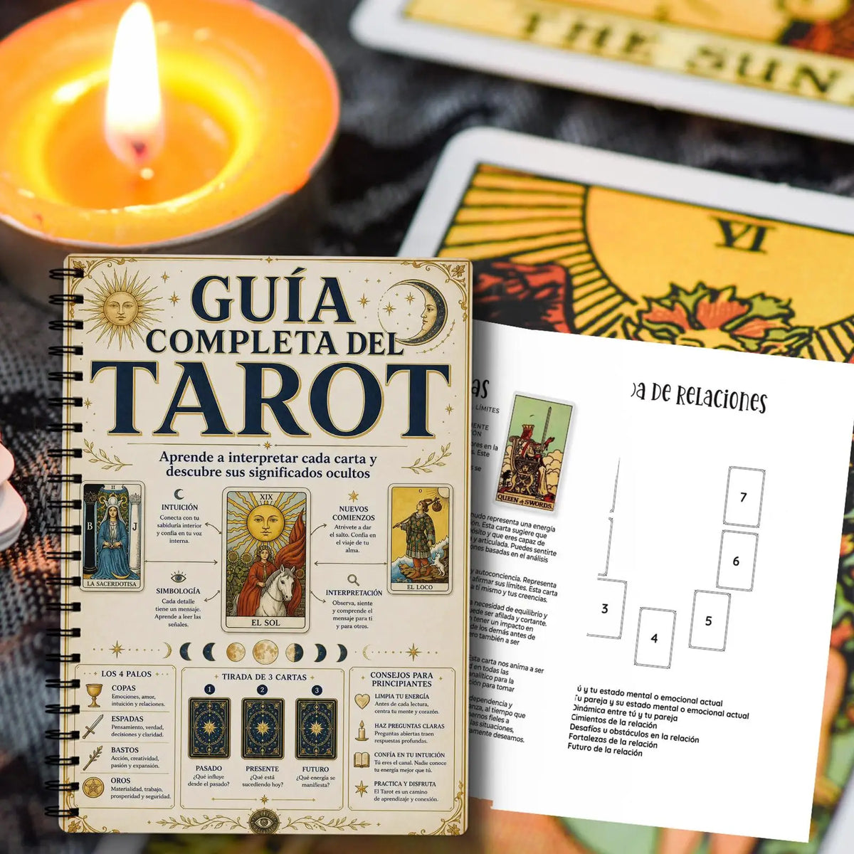 Spanish Edition A5 Ancient Grimoire Codex Clipbook, Legend Card Guide for Witchcraft Astrology Crystal Lovers