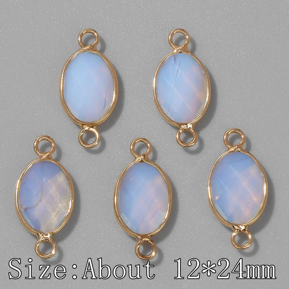 3Pcs Faceted Natural Stone Pendants Tiger Eye Crystal Double Hole Connectors Charm for Jewelry Making DIY Necklace Accessories