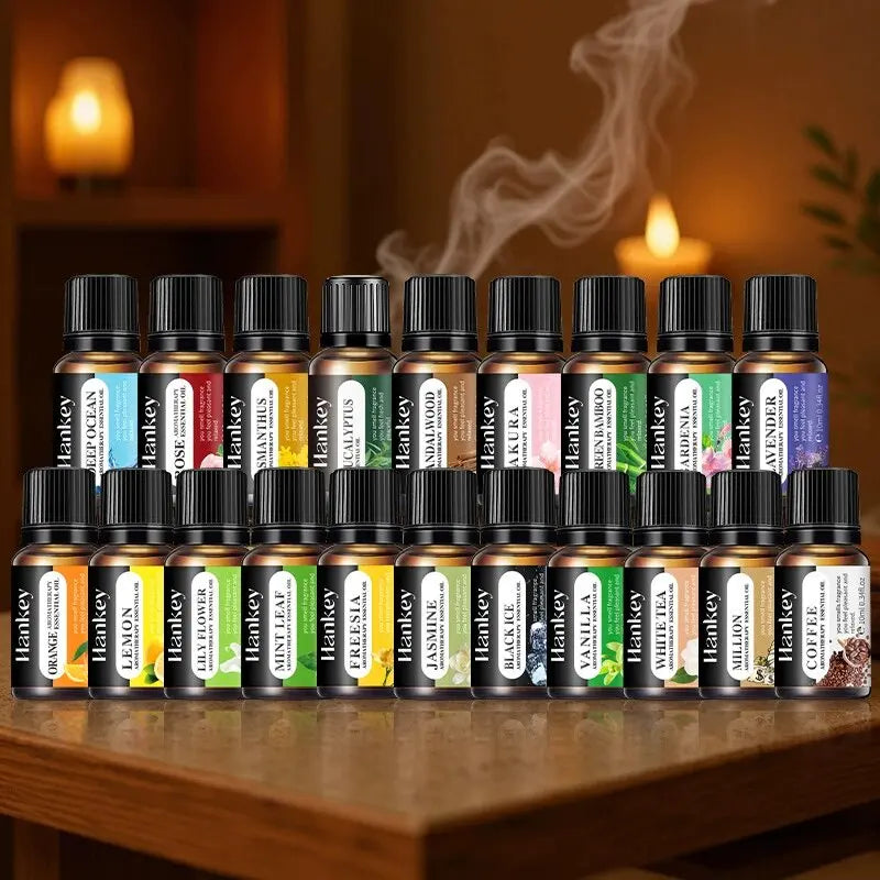 20 Flavors 10ml Essential Oils for Aroma Diffuser Air Humidifier Home Water-soluble Lavender Vanilla Orange Olive Fragrance Oil