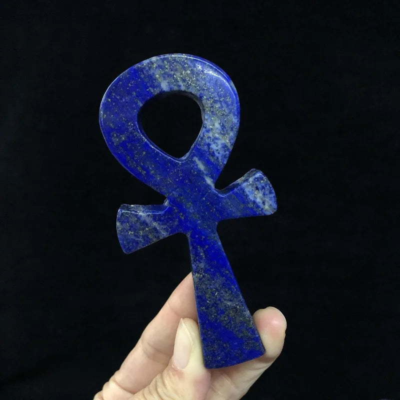 High-quality natural random lapis lazuli Anka ornament - Hand-Carved Egyptian Life Cross, Bohemian style, home decor crystal,