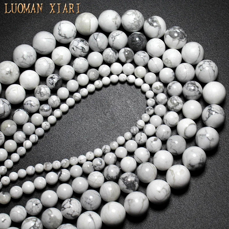 Natural Stone White Howlite Turquoise Loose Round Spacer Beads For Jewelry Making  DIY Necklace Bracelet Accessories 2-14MM 15''