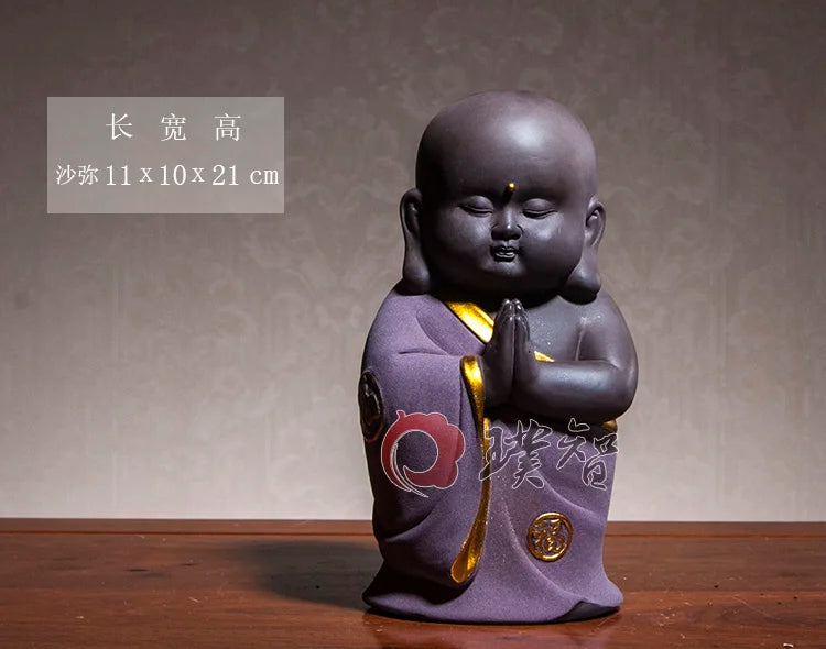 Unique # TOP Spiritual ART# HOME OFFICE Buddhism Buddha " CHAN DAO " Monk COLOR sand-fired porcelain pottery ART statue