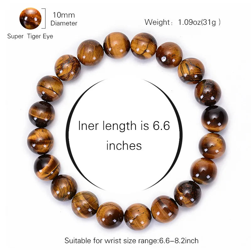 1pc Fashion Tiger Eye Bangles Men 6/8/10mm Natural Energy Stone Beads Reiki Healing Bracelets for Women Jewelry Gifts