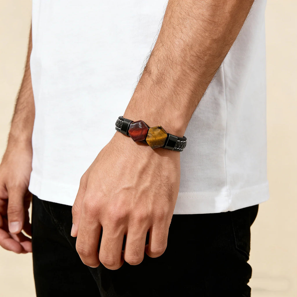 Natural Tiger Eye Stone Bracelet For Men & Women - Healing Crystal Energy Adjustable Minimalist 2026 Trendy Fashion Jewelry