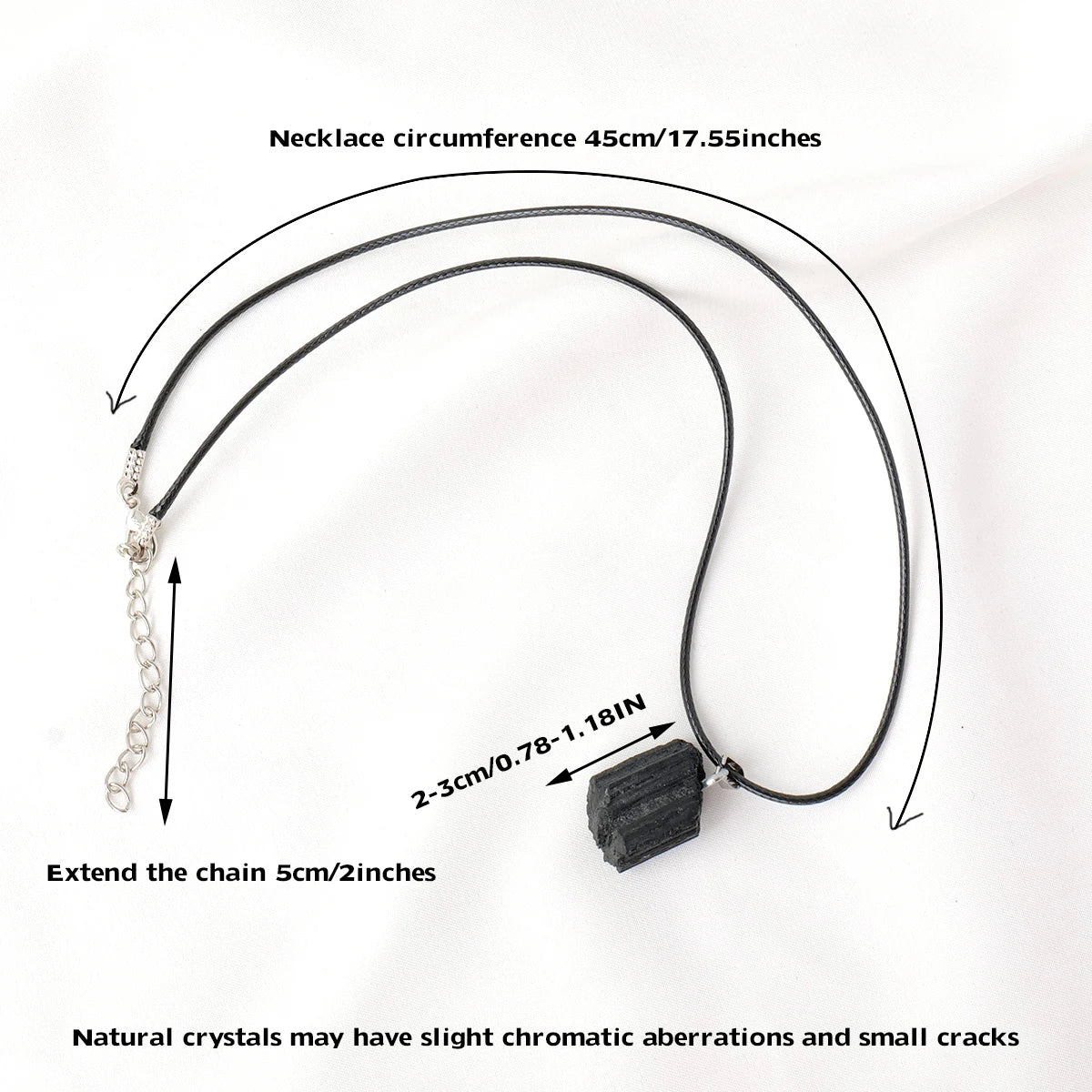 1PC Natural Crystal Black Tourmaline Raw Stone Unpolished Gem Pendant Necklace Quartz Jewelry For Man Gifts