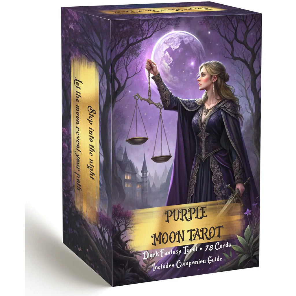 Purple Moon Tarot Cards Deck with Guidebook, 78pcs Dark Fantasy Tarot Deck, Fortune Telling Divination Oracle Cards