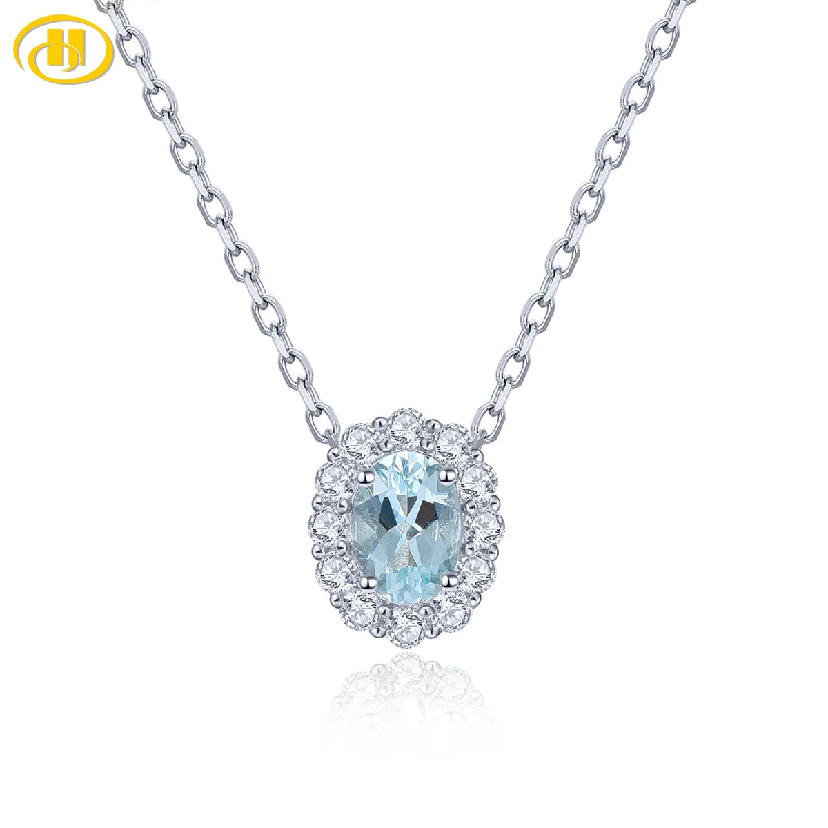Natural Aquamarine Sterling Silver Pedant Oval Cutting Genuine Gemstone S925 Romantic Fine Jewelrys Daily Style Birthday Gifts