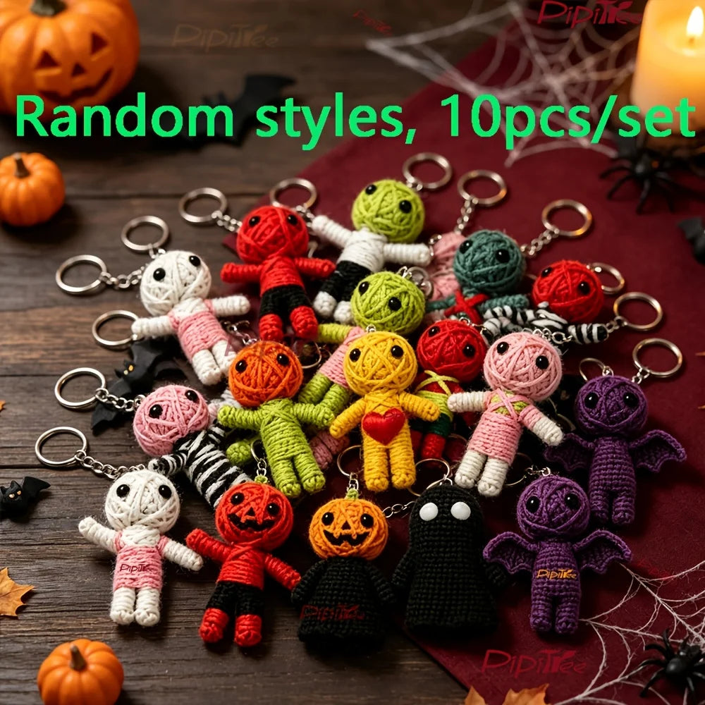 Small Creepy Voodoo Dolls Keychains Halloween Scary Ghost Ornaments DIY Revenge Voodoo Doll Toy Horror Fidget Gift for Christmas