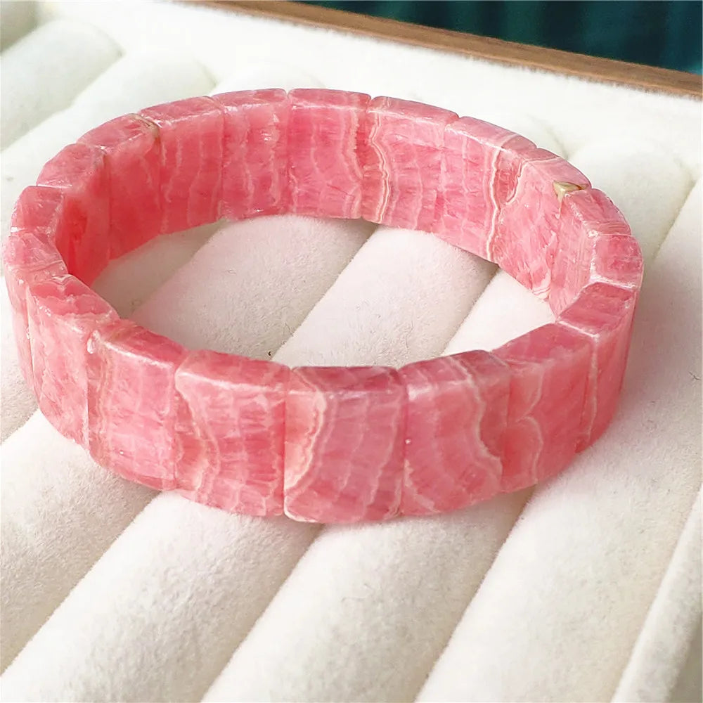 Natural Red Rhodochrosite Rectangle Bracelet Jewelry 16x12mm For Women Men Rose Rhodochrosite Bangle AAAAAA