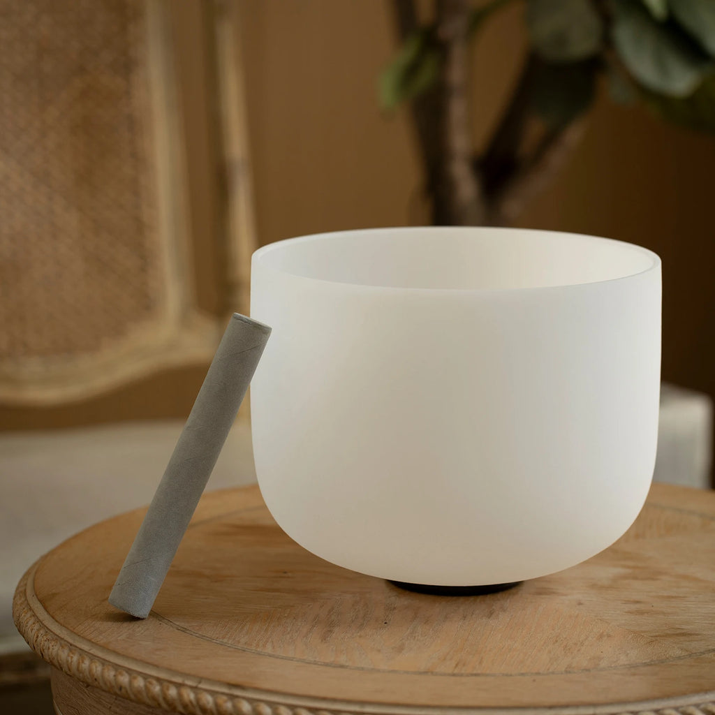 Hye-eun 6"A 8"G 10"E 12"D 4pcs Frosted Quartz Crystal Singing Bowl Chakra Set 440hz/432hz with Free  Purple bag