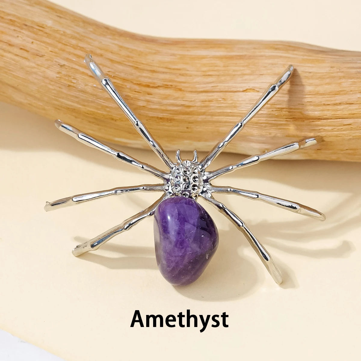 1 Pc Natural Crystal Tumbled Stone Spider Figurine – Halloween Prop, Home Desktop Decor, Handcrafted Ornament, Halloween Gift
