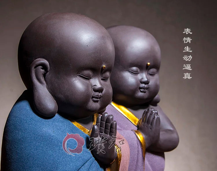 Unique # TOP Spiritual ART# HOME OFFICE Buddhism Buddha " CHAN DAO " Monk COLOR sand-fired porcelain pottery ART statue
