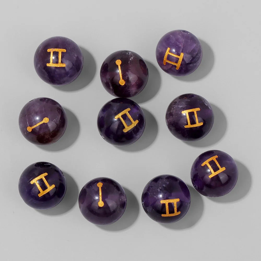 Wholesale 12 Zodiac Mooonstone Charms Natural Stone Sandstone Agates Constellation Sign Beads For Jewelry Making Accessories Set