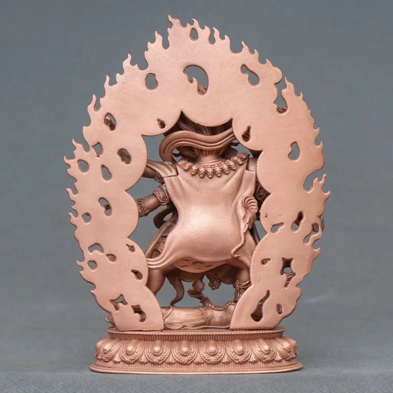 free shipping Nepal Tibet Red copper Carving Mahakala handmade buddha statue God of wealth sculpture