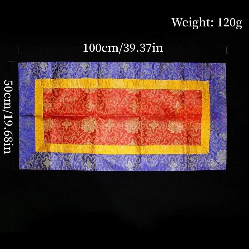Tibetan-Style Tablecloth Decorative Scripture Mat Fabric Embroidered Rose Guru Offering Tablecloth Dharma Offering Altar Cloth