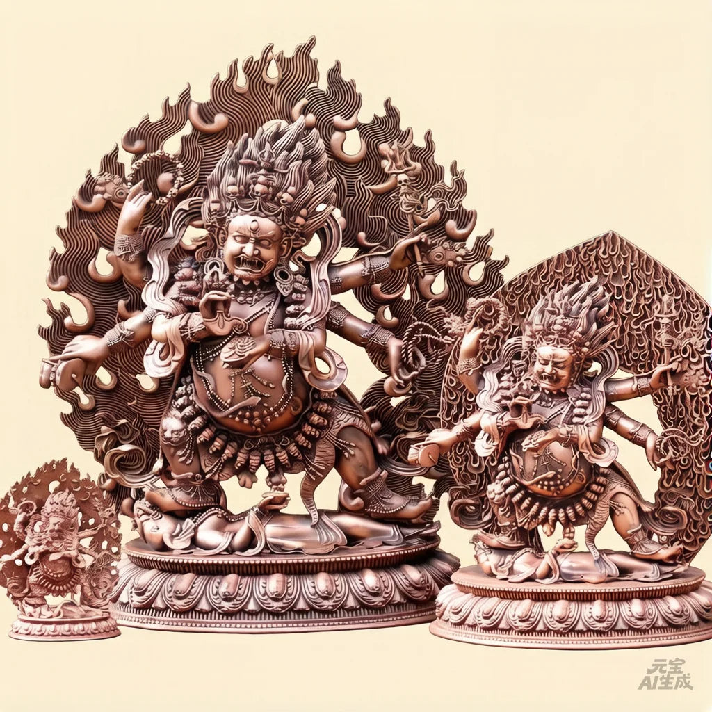 free shipping Nepal Tibet Red copper Carving Mahakala handmade buddha statue God of wealth sculpture