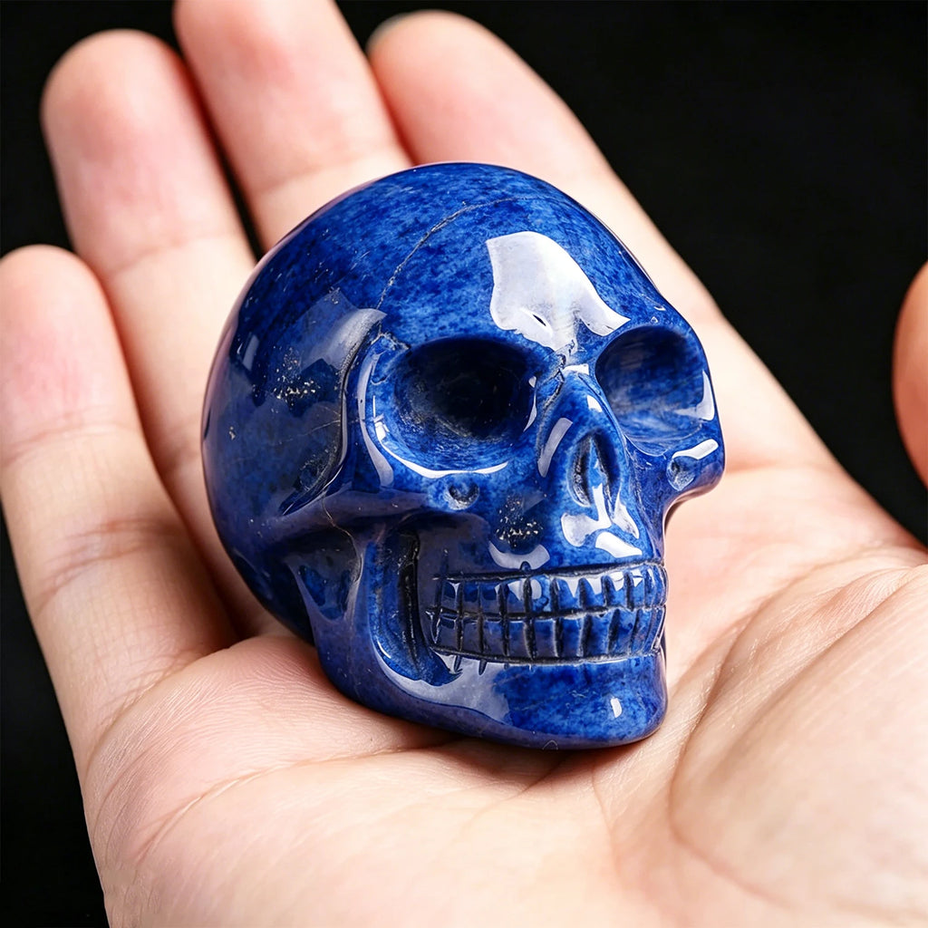 2 Inch Natural Crystal Skull Figurine Hand Carved Gemstone Amethyst Skull Statue Home Desk Decor Ornament Halloween Gift