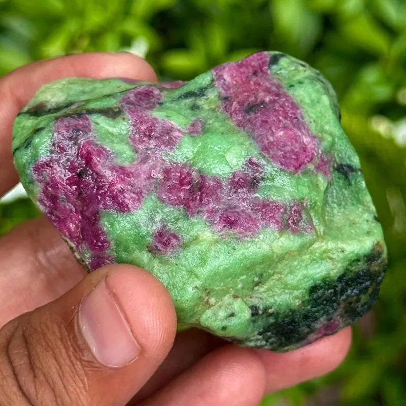Natural, high-quality Ruby in Zoisite stone - irregularly shaped red and green rough stones, unpolished and rough