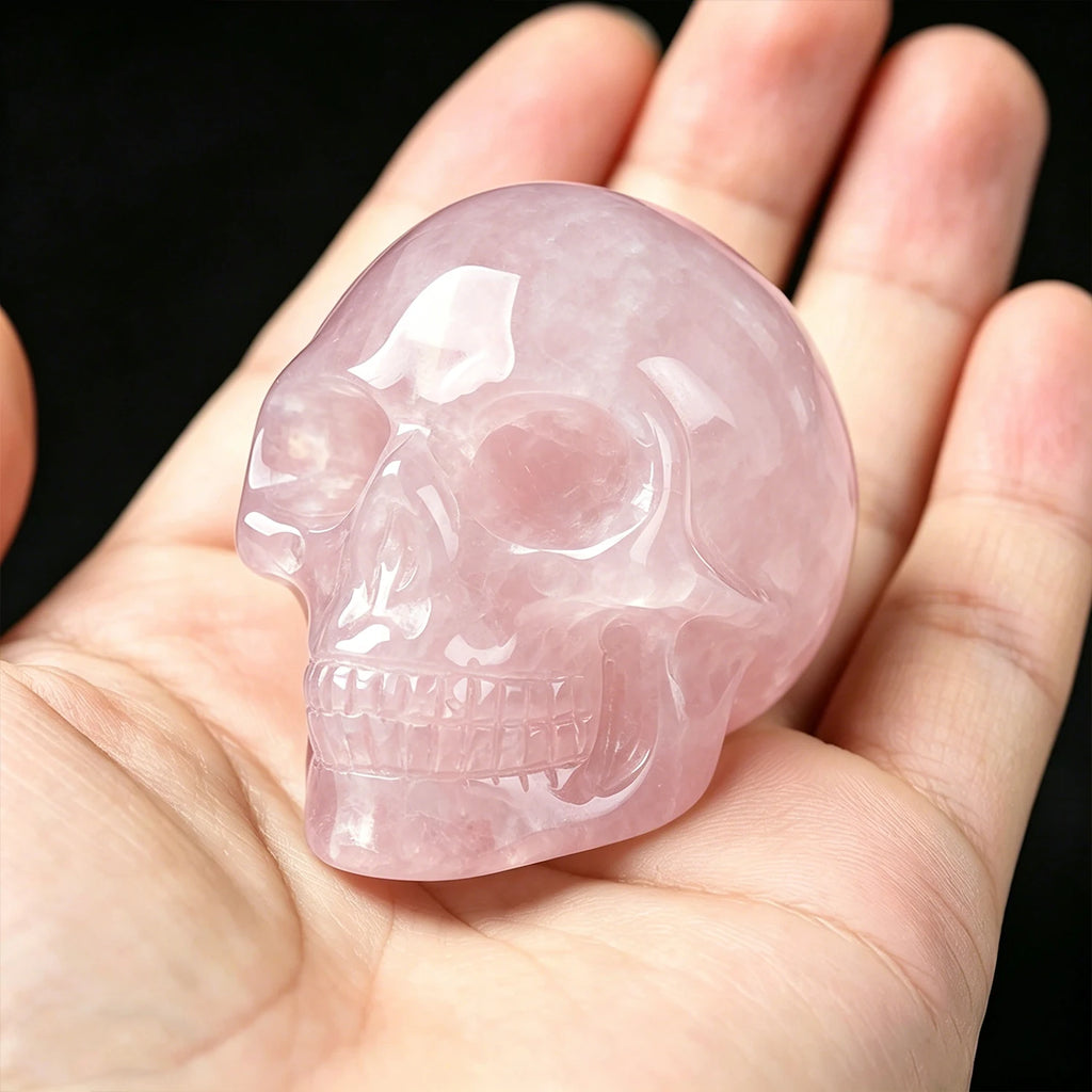 2 Inch Natural Crystal Skull Figurine Hand Carved Gemstone Amethyst Skull Statue Home Desk Decor Ornament Halloween Gift