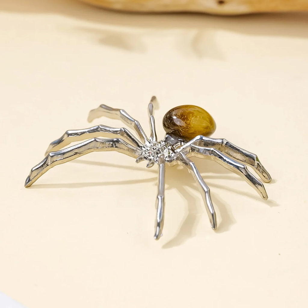 1 Pc Natural Crystal Tumbled Stone Spider Figurine – Halloween Prop, Home Desktop Decor, Handcrafted Ornament, Halloween Gift