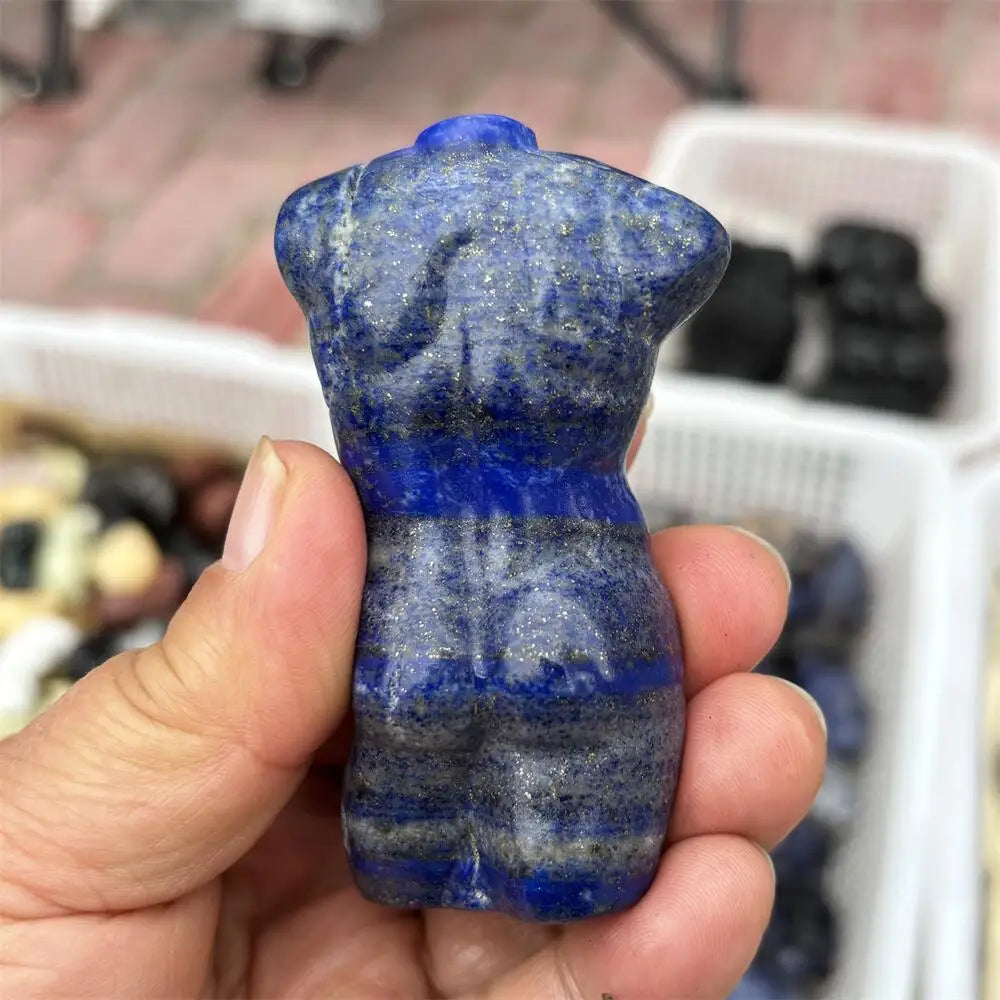 1PCS Natural Quartz & Lapis Lazuli Reiki Crystal Model Carving - Home Decor Healing Gift Collectible Body Healing Stone
