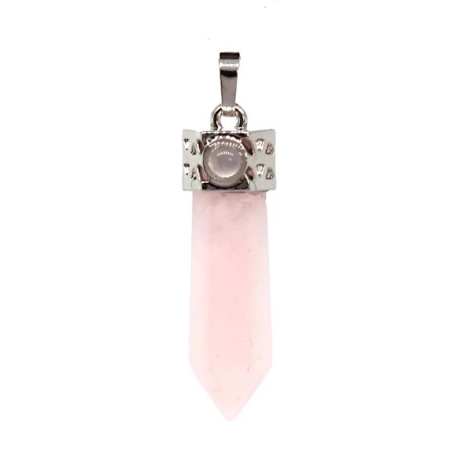 Natural Healing Amethyst Crystal Hexagonal Stone Pendants For Women Necklace DIY Rose Quartz Lapis Lazuli Agate Pendant Jewelry