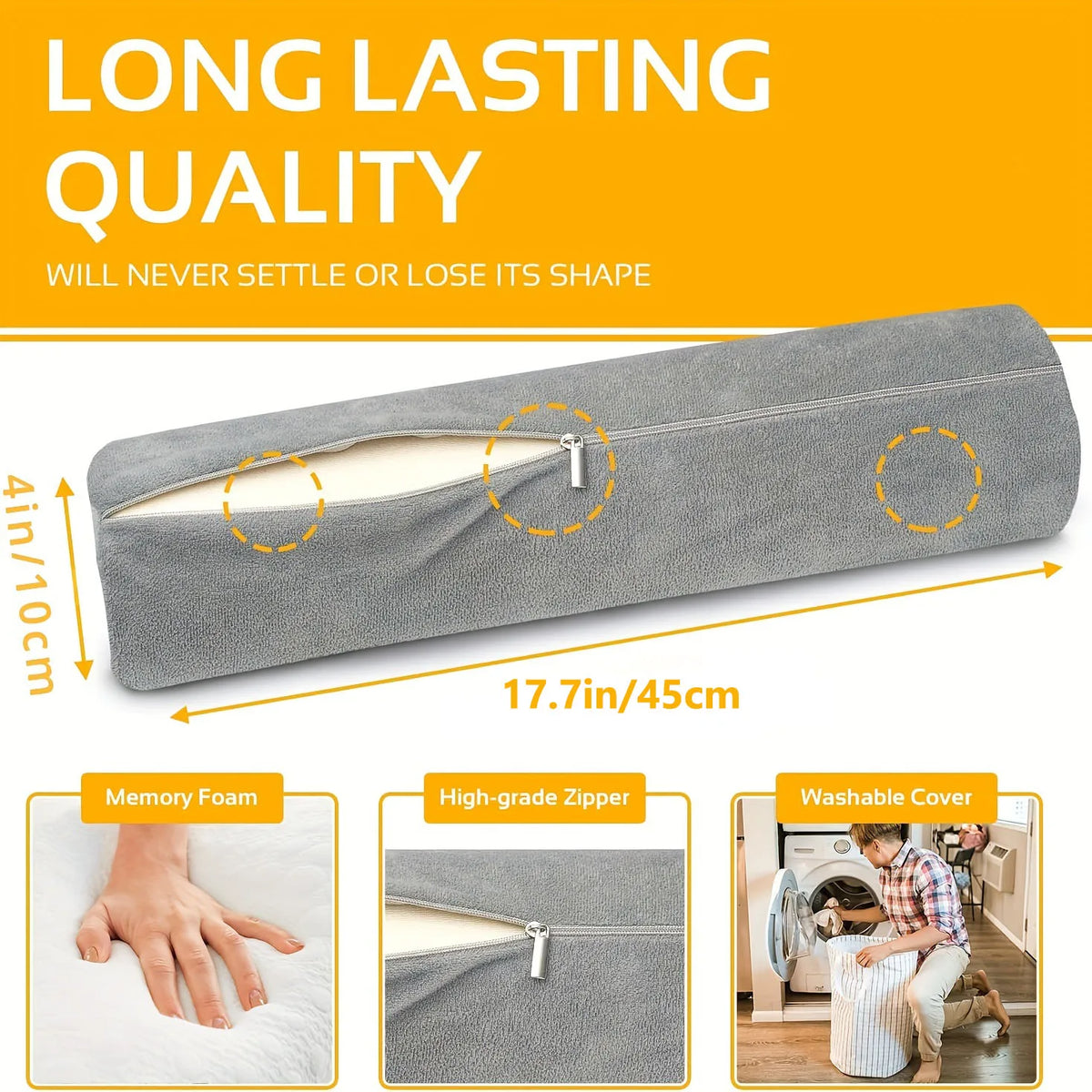 1pc Cervical Neck Roll Memory Foam Pillow, Bolster Pillow For Sleeping Bolster Pillow For Bed, Legs, Back And Yoga