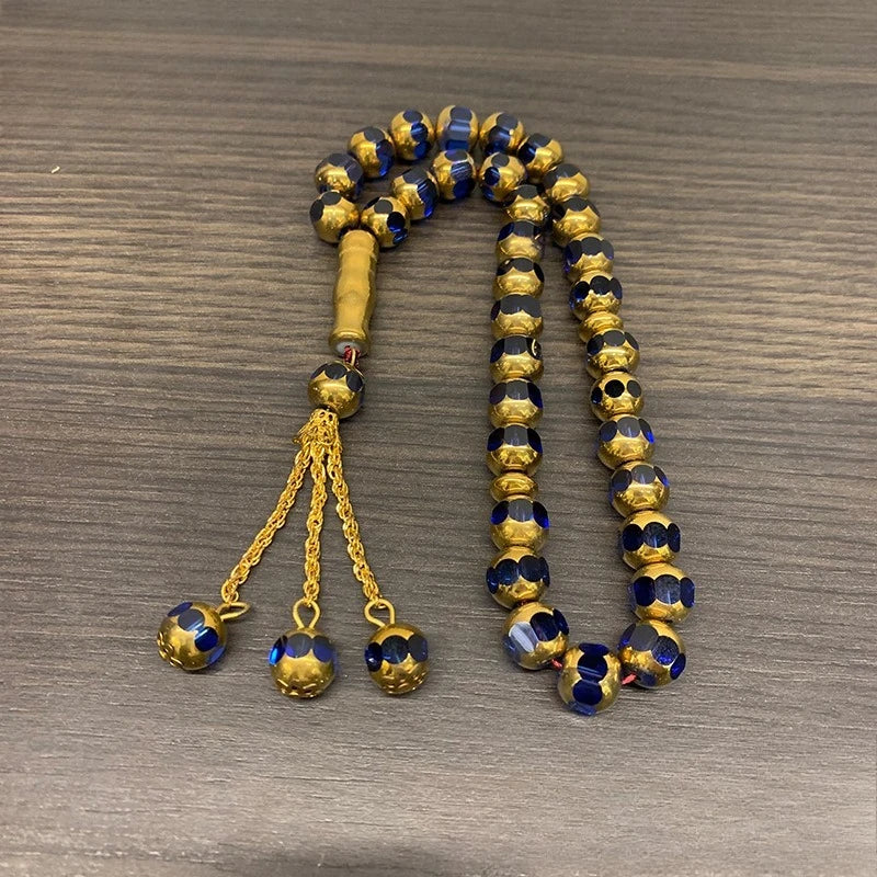 Prayer Beads Bracelet 33 Pieces Gold Wrapped Crystal Hand String Exquisite Ornament For Daily Wear And Collection