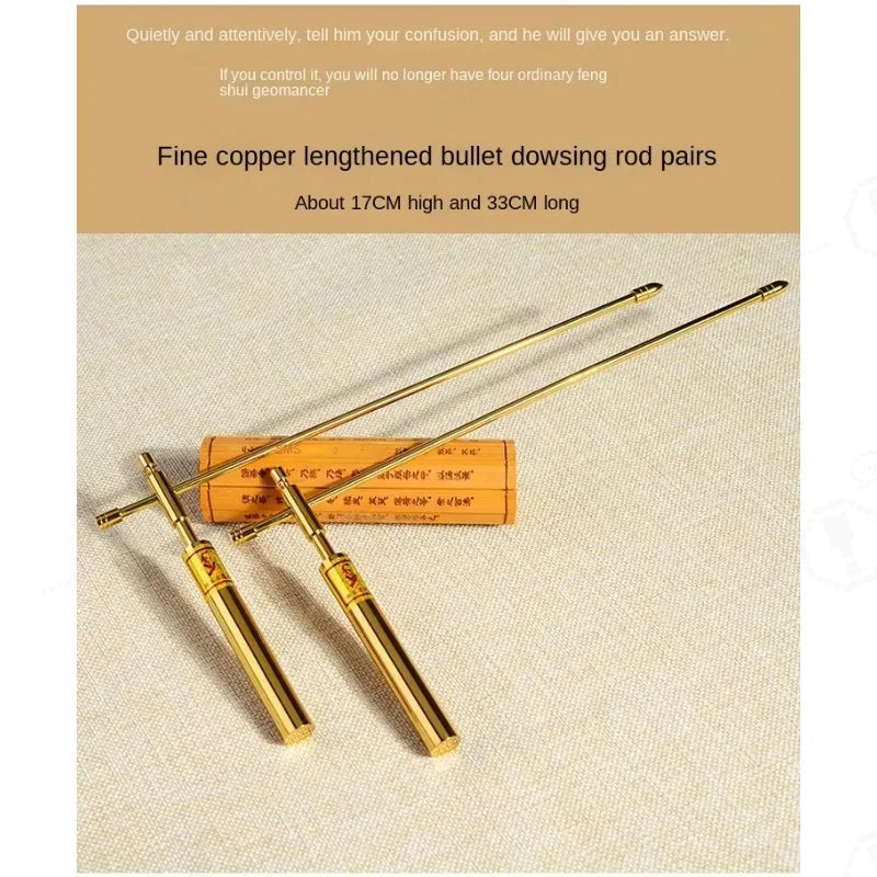 【1 Pair】Dowsing Rod Pure Copper Yanggong Dragon Ruler,  Finding, Point Point, Energy Magnetic Field, Feng Shui Detection